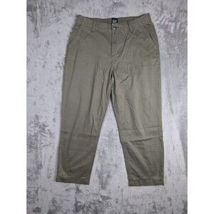 Gap Pants Women's Size 12 Slash Pocket Elastic Waist Green Color Flat Front NWT